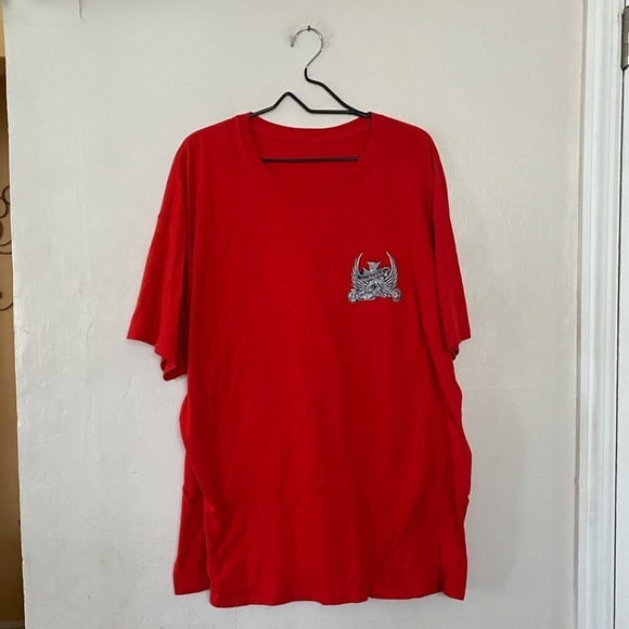 Men’s Red Graphic T Shirt Motorcycle Flaming Skull Tee Size 3XL Ride to Live - Picture 7 of 7